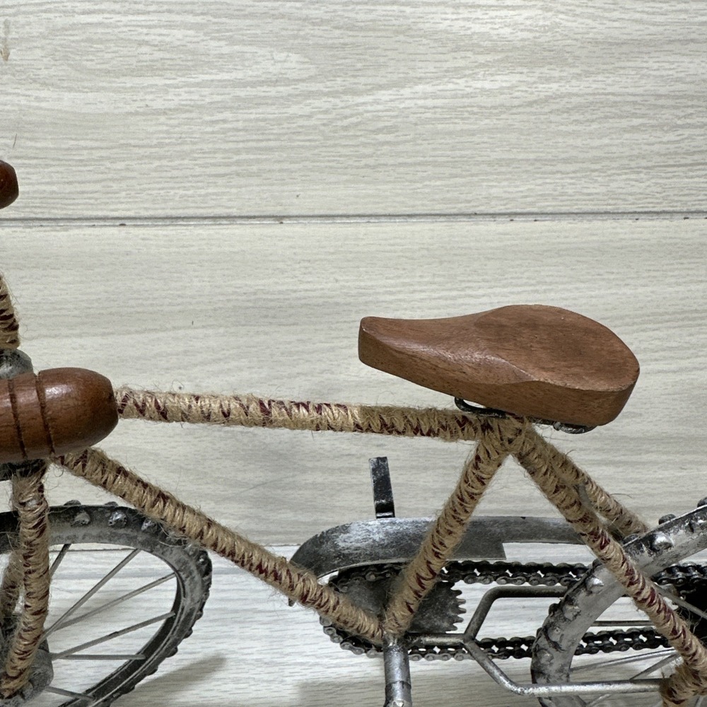 Rustic Metal Wood Rope Decorative Bicycle 21x10.5" Shelf‎ Table Decor - Picture 4 of 7